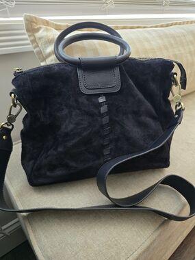 HOBO Black Suede Top-Handle Shoulder Bag
